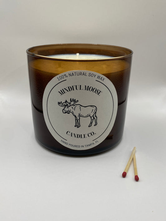 3-Wick Amber Glass Candle (Customizable)