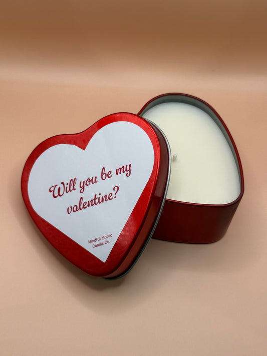"Will you be my Valentine?" Heart Candle (Customizable Scent)